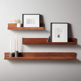 ONIJA Sheesham Wood Floating Shelves for Wall, Rustic Wall Mounted Ledge Shelf for Bathroom, Bedroom, Living Home Decor (Set of 3 Pieces) Large 24 in,Medium 18 in, Small 12 inches